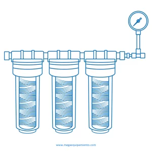 imagen de Juego de prefiltro externo (polifosfato / carbón / 1 μm) con manómetro - Biosan