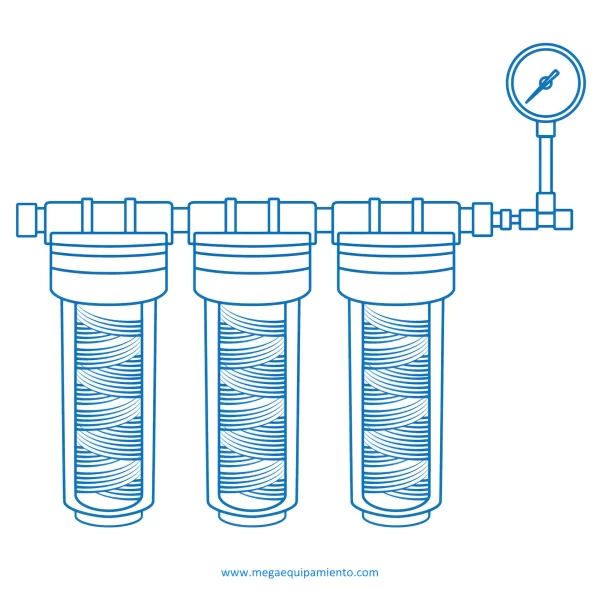 imagen de Juego de prefiltro externo (polifosfato / carbón / 1 μm) con manómetro - Biosan
