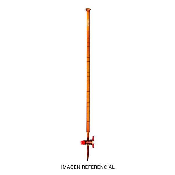 imagen de Bureta recta con llave de vidrio ámbar - POBEL