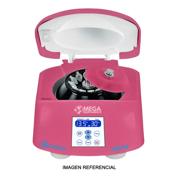 imagen de Microcentrífuga Mini Ventilada Rosa (110V) con Rotor GRF-m2.0-12 y 12 Adaptadores de 0.2 mL - LabTech