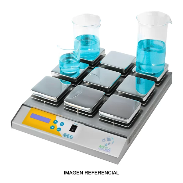 imagen de Placa calefactora digital de 9 plazas MH90E - OVAN (MultiHeat D, Controlada por microprocesador) (Número de unidades 9) (Dimensiones de placa 100 x 100 mm)